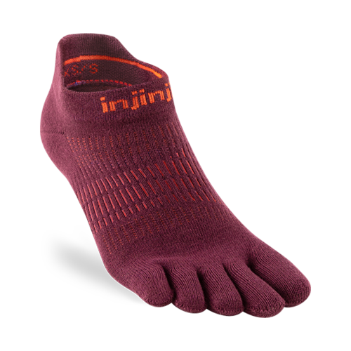 Injinji Womens Run Lightweight No-Show Coolmax Mahogany