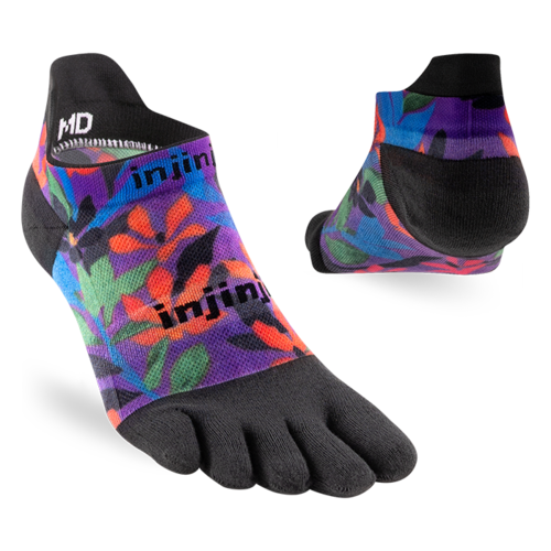 Injinji Spectrum Run Lightweight No-Show Coolmax Floral Tropical