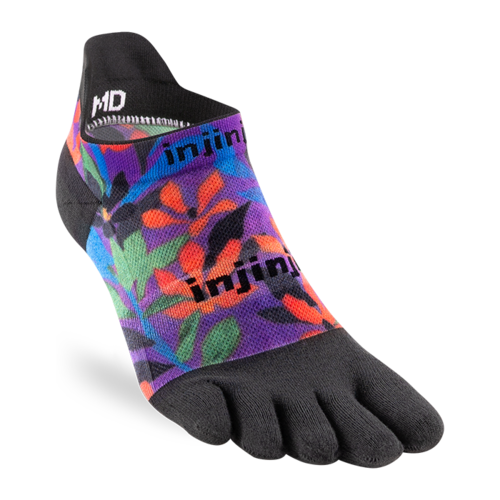 Injinji Spectrum Run Lightweight No-Show Coolmax Floral Tropical
