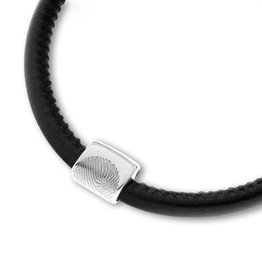 Bracelet leather/neopreen incl. reservoir for ashes, with fingerprint and magnetic lock