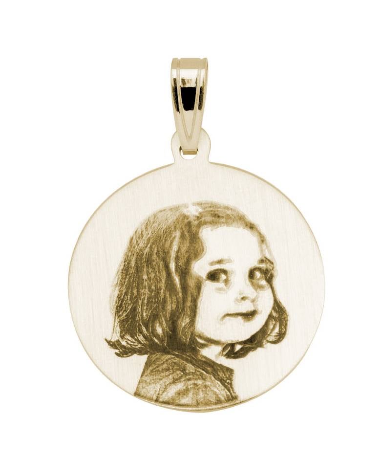 Pendant with photo-engraving, round