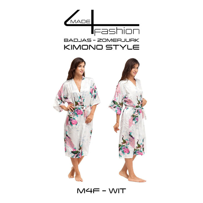 Made4fashion Sommerkleid im Kimono-Stil - weiß, schwarz, rot und goldgelb