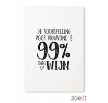 Kaart De voorspelling voor vanavond is 99% kans op wijn