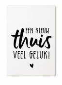 Minikaartje met tekst een nieuw thuis