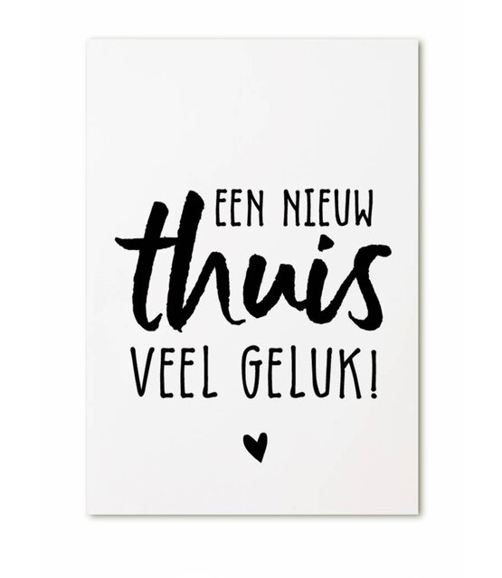 Minikaartje met tekst een nieuw thuis