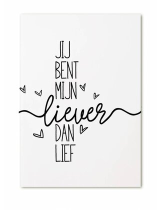 Kaart Jij bent mijn liever dan lief