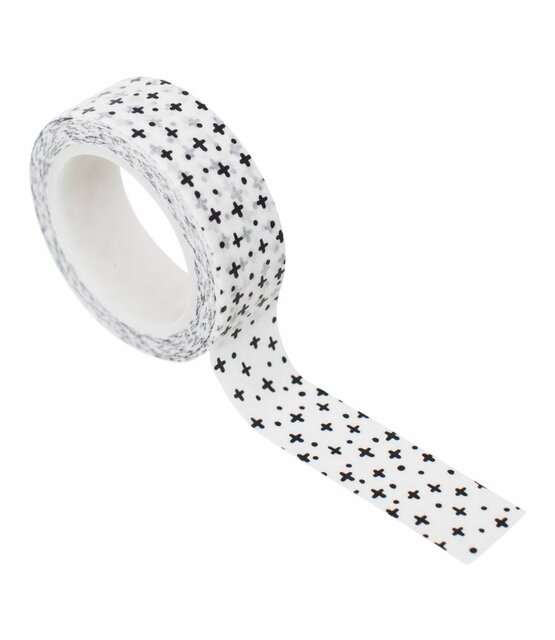Masking tape wit met zwarte plusjes