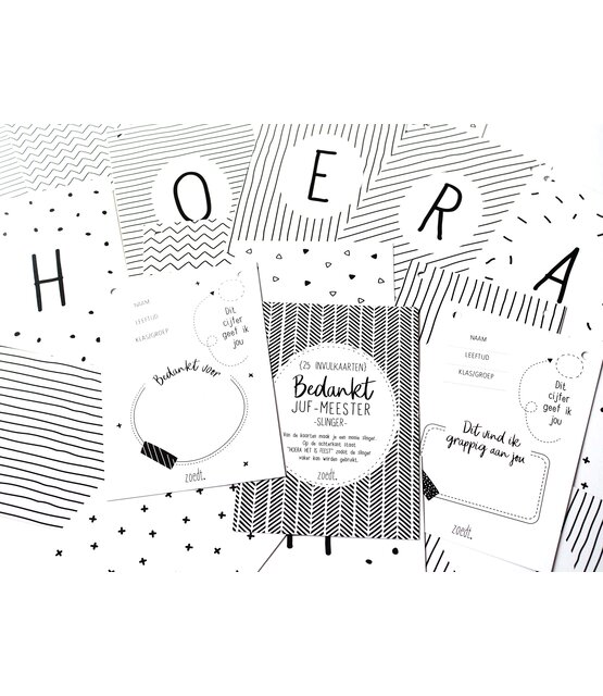 Slinger bedankt juf of meester met 25 invulkaarten Slinger bedankt juf of meester met 25 invulkaarten