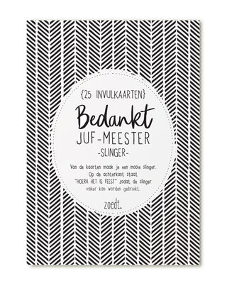 Slinger bedankt juf of meester met 25 invulkaarten