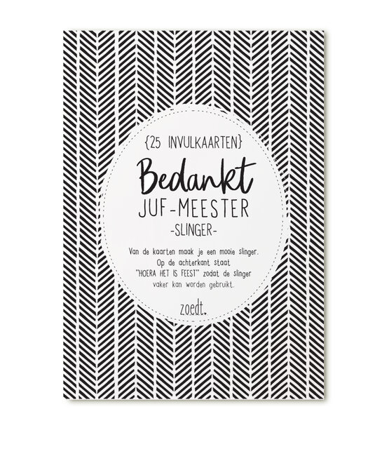 Slinger bedankt juf of meester met 25 invulkaarten Slinger bedankt juf of meester met 25 invulkaarten