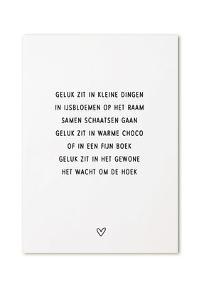 Kaart gedicht 'Geluk zit in kleine dingen..'