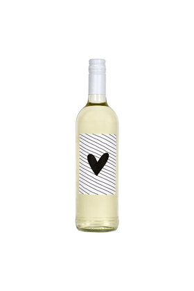 Fles etiket met hart en streepjes patroon