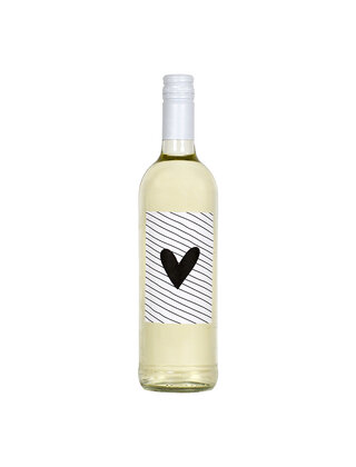 Fles etiket met hart en streepjes patroon