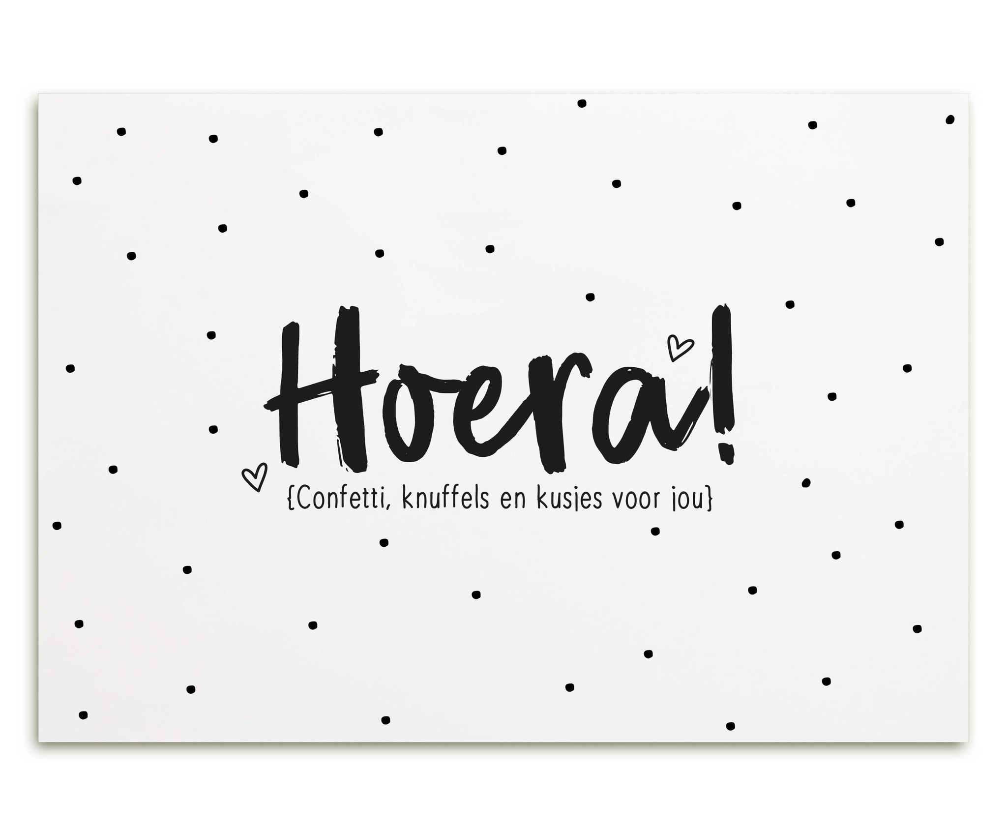 Fonkelnieuw Kaart met tekst 'Hoera confetti, knuffels en kusjes voor jou' - Zoedt EQ-12