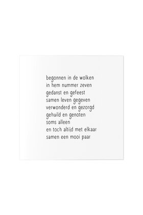 Wenskaart met gedicht voor jubileum huwelijk