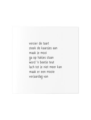 Wenskaart met gedicht verjaardag