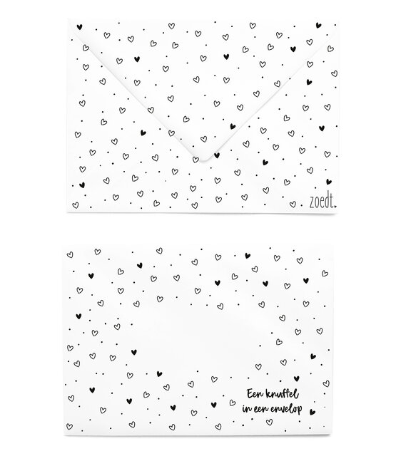 Bedrukte envelop hartjes patroon 'Een knuffel in een envelop' Bedrukte envelop hartjes patroon 'Een knuffel in een envelop'