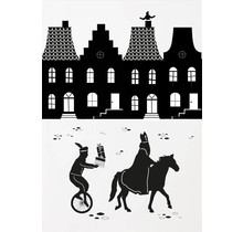Minikaartje met grachtenpanden Sinterklaas