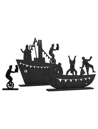 Stoomboot met sint en piet
