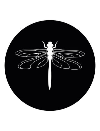 Muurcirkel (binnen) zwart met Libelle - 30cm