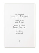 Kaart met gedicht 'Kom binnen en geniet..'