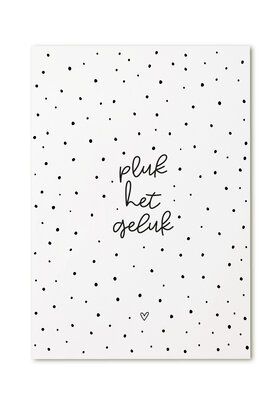 Kaart met tekst Pluk het geluk