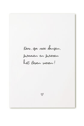 Kaart met tekst 'Kom ga mee dansen..'