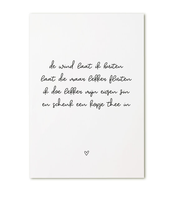 Kaart met tekst 'De wind laat ik buiten..'