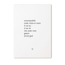 Kaart met tekst 'Onvoorwaardelijk...'