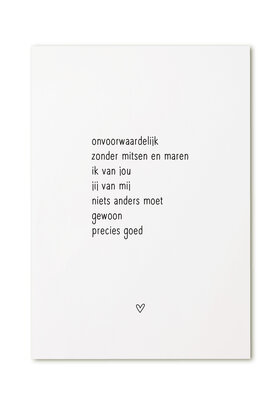 Kaart met tekst 'Onvoorwaardelijk...'