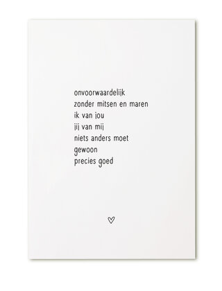 Kaart met tekst 'Onvoorwaardelijk...'