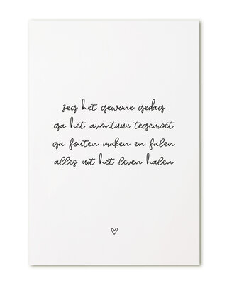 Kaart met tekst 'Zeg het gewone gedag..'