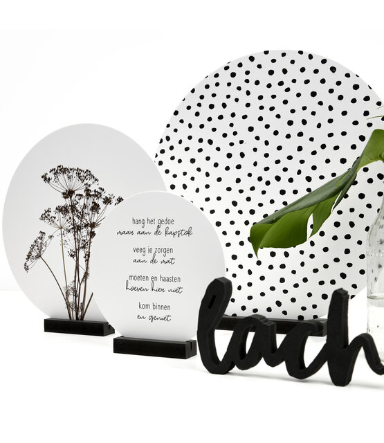 Muurcirkel standaard zwart hout -  13cm Muurcirkel standaard zwart hout -  13cm