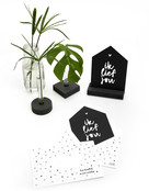 Zwarte kaart huisje 'Ik lief jou'  met bedrukte envelop