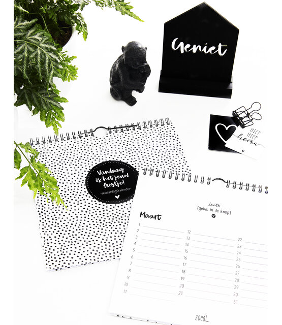 Verjaardagskalender zwart wit vierkant Verjaardagskalender zwart wit vierkant