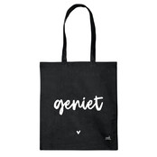 Zwarte katoenen tas met tekst 'Geniet' Zwarte katoenen tas met tekst 'Geniet'