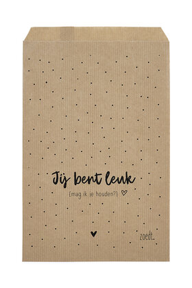Cadeauzakjes set van 5 met dots en tekst Jij bent leuk...