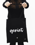 Zwarte katoenen tas met tekst 'Geniet' Zwarte katoenen tas met tekst 'Geniet'