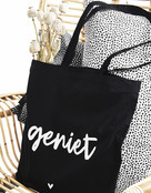 Zwarte katoenen tas met tekst 'Geniet' Zwarte katoenen tas met tekst 'Geniet'