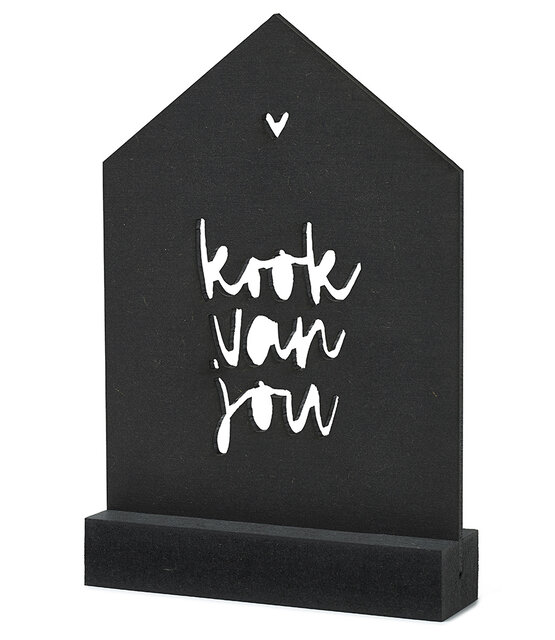 Zwarte houten kaart huisje met standaard - Kook van jou Zwarte houten kaart huisje met standaard - Kook van jou