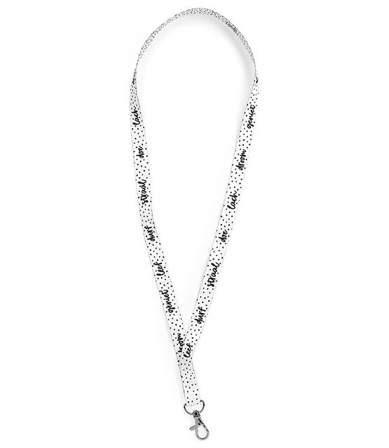 Keycord / sleutelhanger zwart wit met tekst