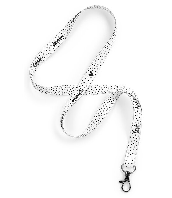 Keycord / sleutelhanger zwart wit met tekst