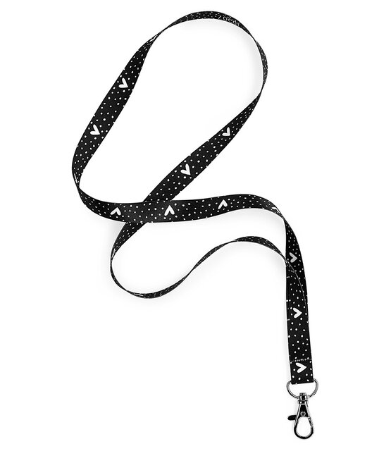 Keycord / sleutelhanger zwart met dots en hartjes patroon Keycord / sleutelhanger zwart met dots en hartjes patroon