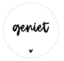 Muurcirkel wit met tekst 'Geniet'  - LICHT BESCHADIGD