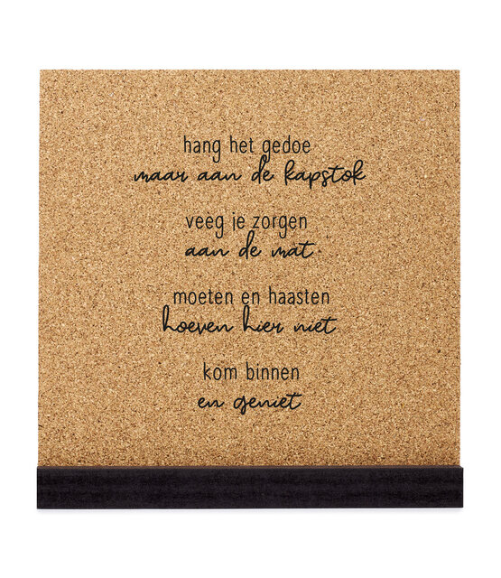 Poster kurk vierkant met tekst 'Kom binnen en geniet' 20 cm
