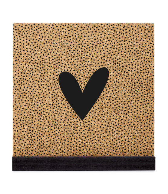Poster kurk vierkant met hartje en dots patroon 20 cm