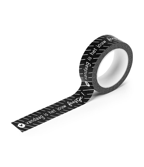 Masking tape zwart met witte tekst 'Vandaag is het jouw feestje!'