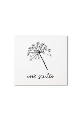 Cadeaukaartje vierkant met berenklauw en tekst veel sterkte