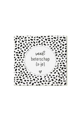 Cadeaukaartje vierkant met tekst Veel beterschap x-je