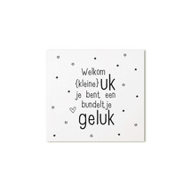 Cadeaukaartje vierkant Welkom kleine uk, je bent een bundeltje geluk